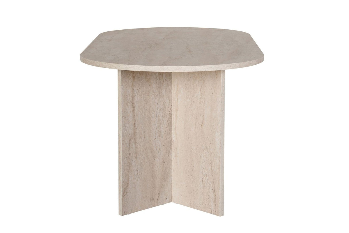 Ovalen eettafel Travertine melamine - Japandi - 180x89,5x75 cm - Sablin