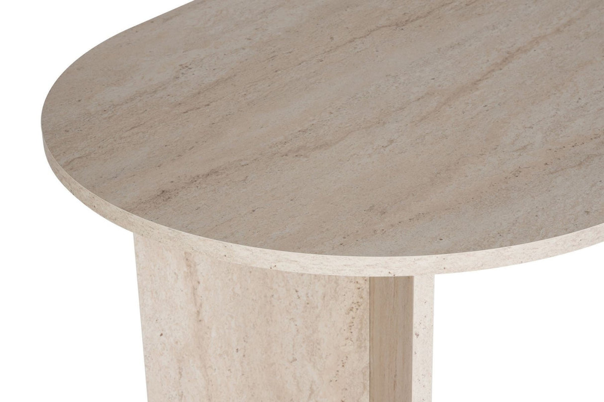 Ovalen eettafel Travertine melamine - Japandi - 180x89,5x75 cm - Sablin