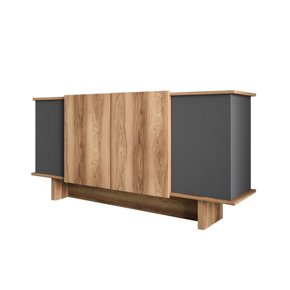 Diana dressoir met open vakken 180 cm Antraciet, walnoot Melamine gecoat hout