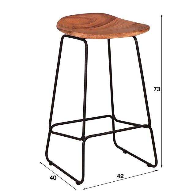 Barkrukken - Industriële Barkruk Acaciahout Elly - Zithoogte 71 cm - Zonder Rugleuning - Dimehouse