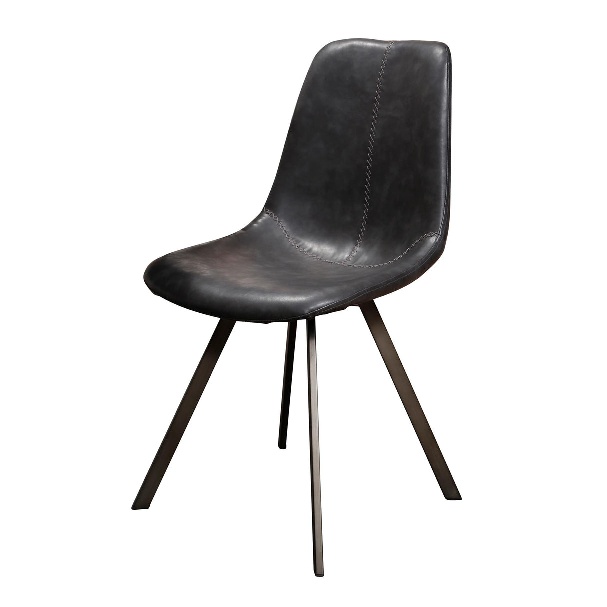 Set van 4 Eetkamerstoelen Siena Saddle PU zwart