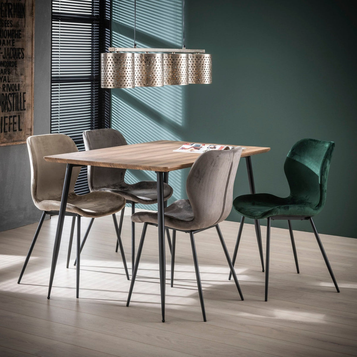 Set van 4 eetkamerstoelen Argo Velours champagne