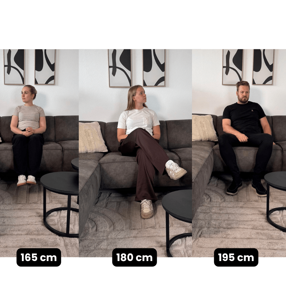 Industriële hoekbank antraciet eco-leer Brisbane - links