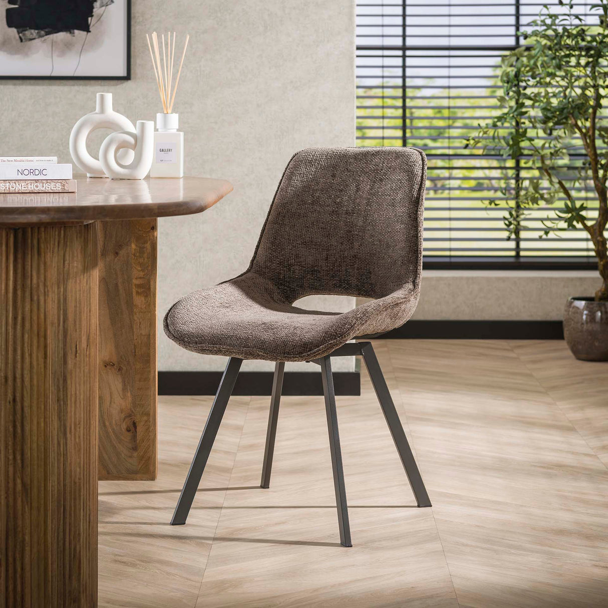 Set van 4 eetkamerstoelen Riviera Rich Taupe draaibaar