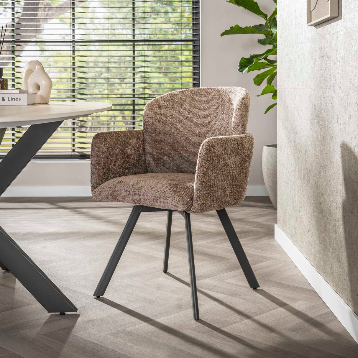 Set van 2 Moderne eetkamerstoelen Luma Hoven Rich Champagne