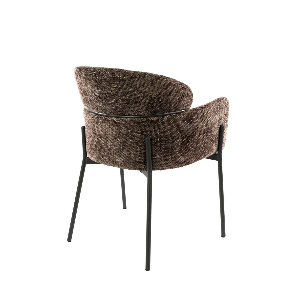 Eetkamerstoelen - Eetkamerstoel Chenille Bruin met ronde rug en arm - Lola - Dimehouse