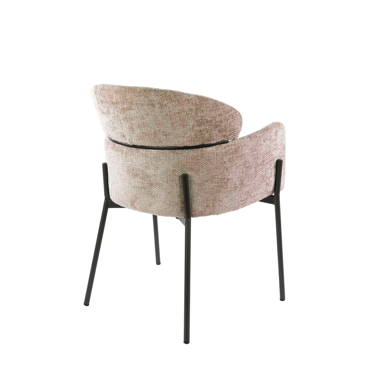 Eetkamerstoelen - Eetkamerstoel Chenille Zand met ronde rug en arm - Lola - Dimehouse