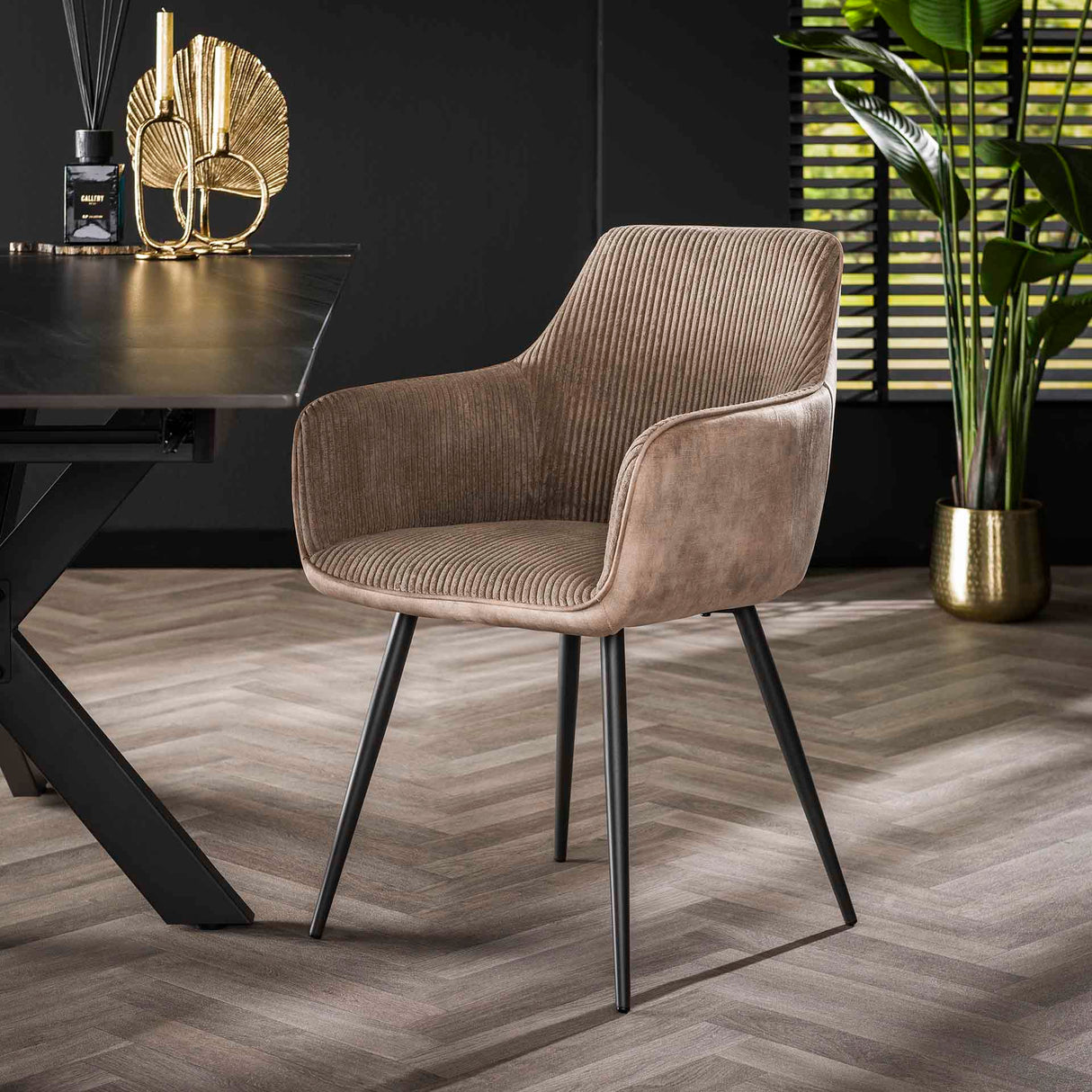 Set van 2 eetkamerstoelen Rivo Rib Rock Zand