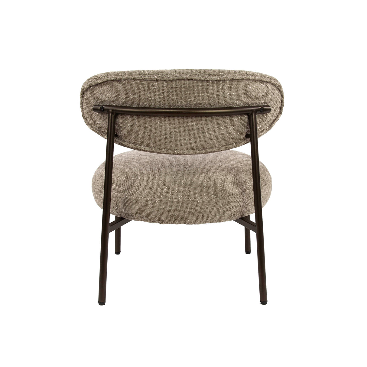 Ronde Scandinavische fauteuil beige gemêleerde stof Nova