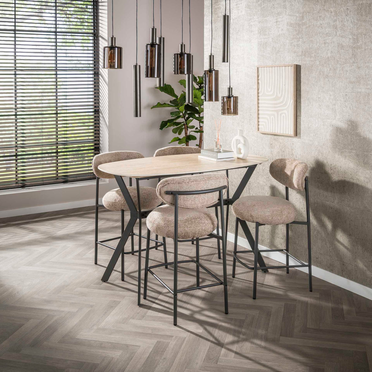 Moderne Barkruk Ronda Cargo zand stof - 67 zithoogte