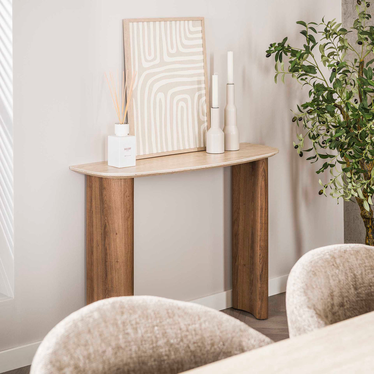 Jimi Curvo Kaptafel Keramiek Travertine 100 cm