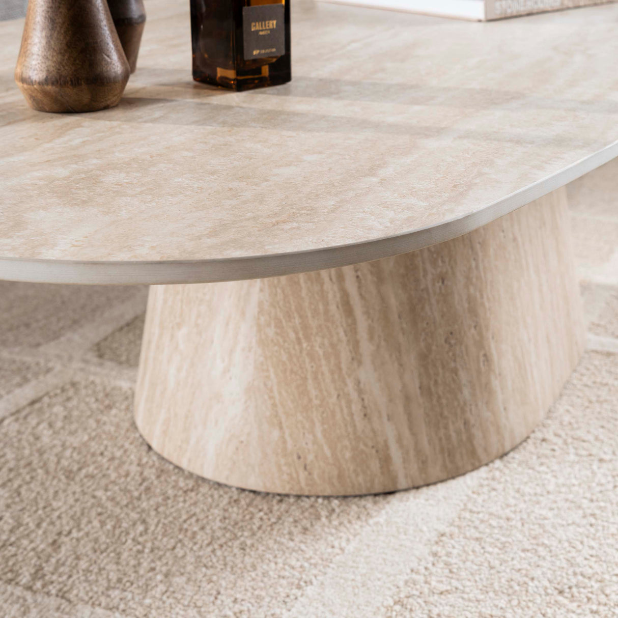 Deens Ovaal Salontafel Jimi 135x70 cm Keramiek Travertine