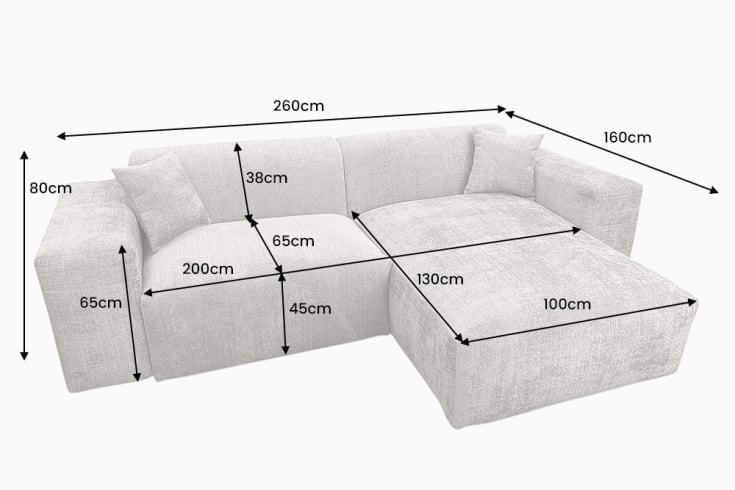 Hoekbank Wayne Chenille Taupe 260cm - Links & Rechts Monteerbaar
