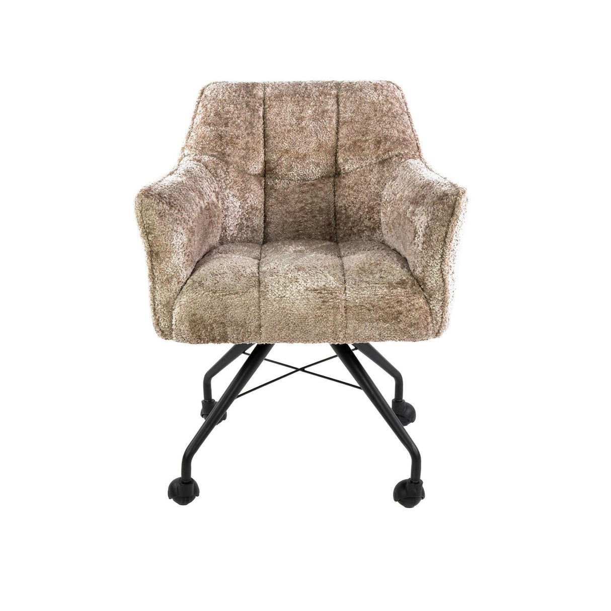 Set van 2 Eetkamerstoelen Tova Stof Alura Zand Met Wieltjes