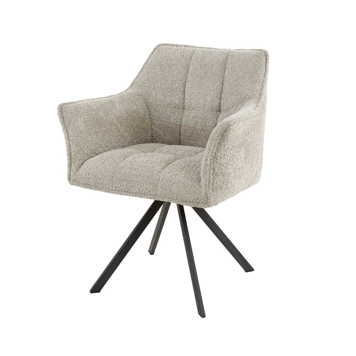 Set van 2 Eetkamerstoelen Lino Bouclé Zand draaibaar Raster