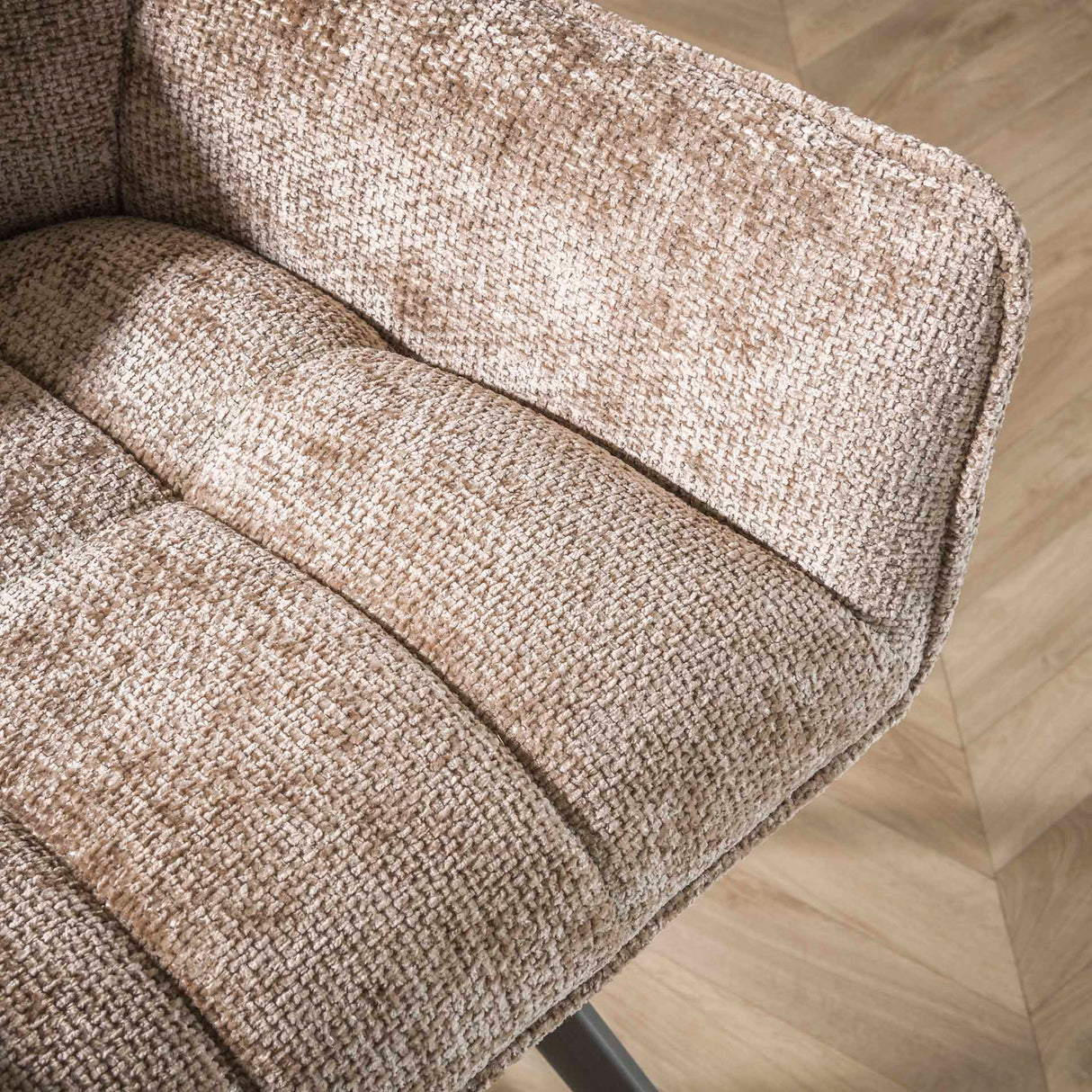 Set van 2 Barkrukken Lino Chenille Stof Rich Champagne Draaibaar