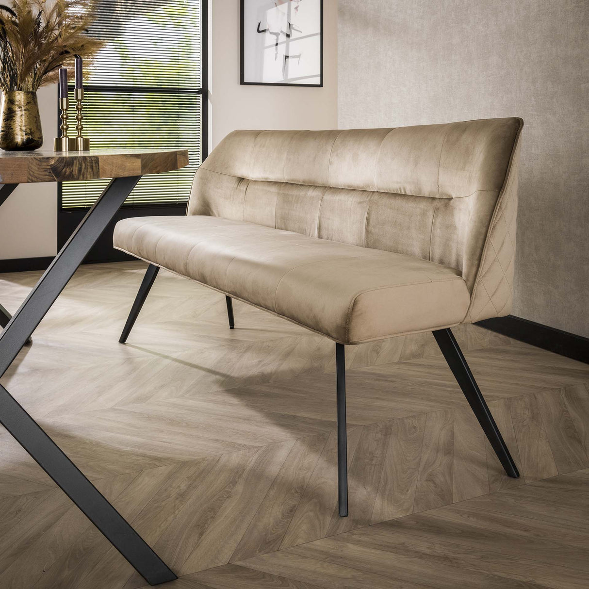 Eetkamerbank Chia Velvet Champagne 188 cm