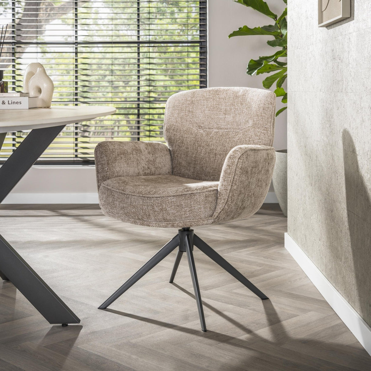 Set van 2 eetkamerstoelen Savona draaibaar Hoven rich zand