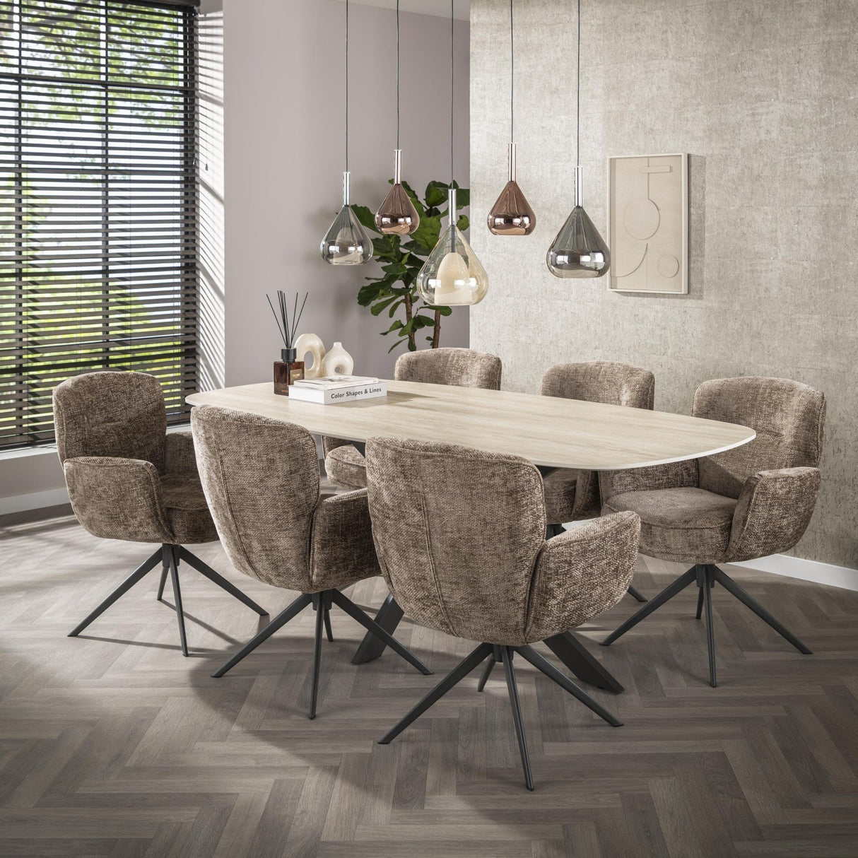 Set van 2 eetkamerstoelen Savona draaibaar Hoven rich champagne