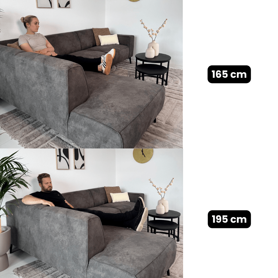 Industriële hoekbank antraciet eco-leer Brisbane - links