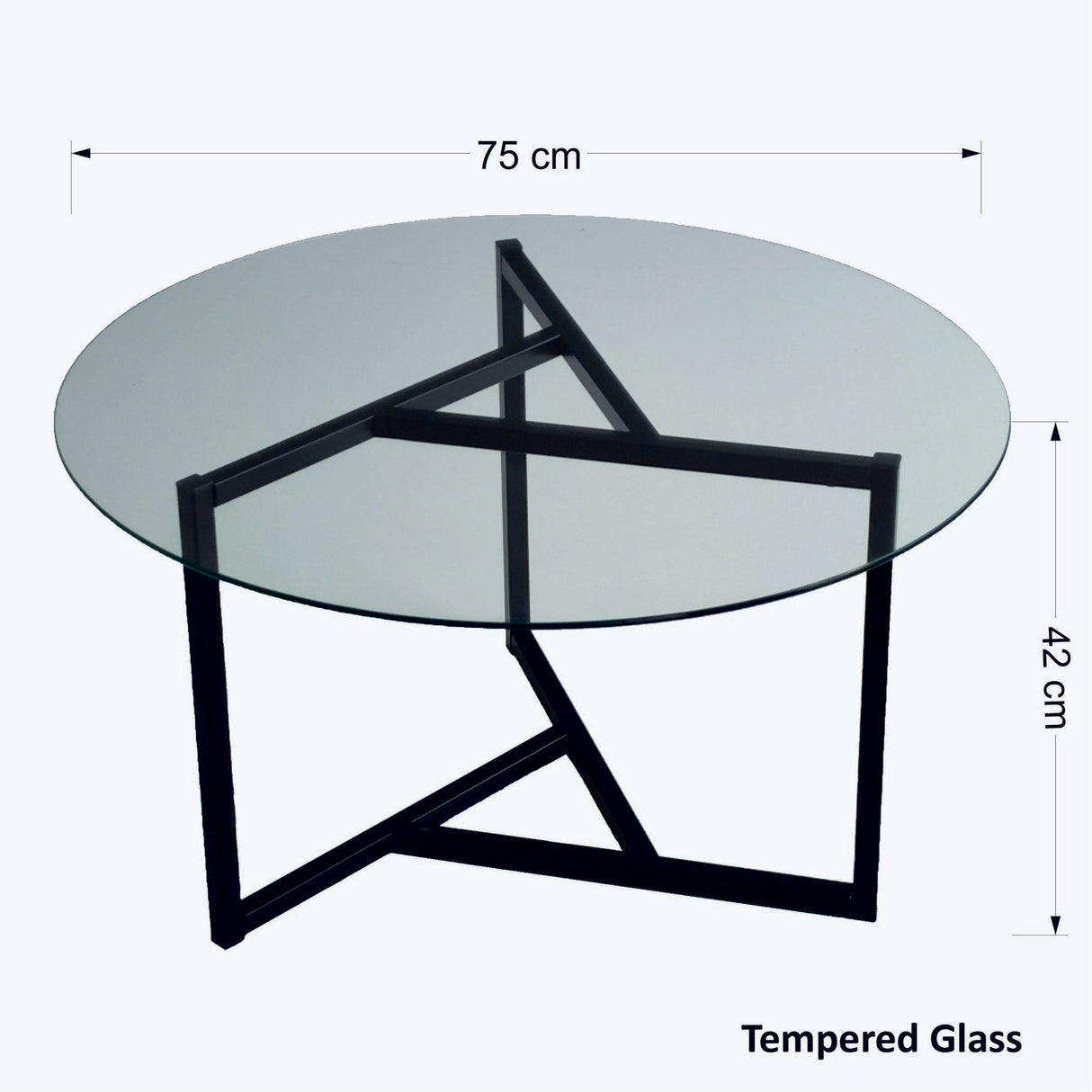 Salontafel Rond Glas 75 cm - Zwart Metalen Frame