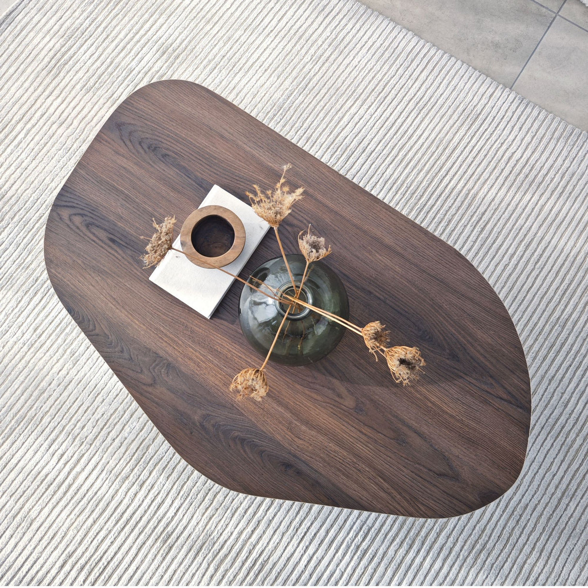 Salontafels - Organische Salontafel Japandi Walnoot Melamine Rack - 105x65 cm - Dimehouse