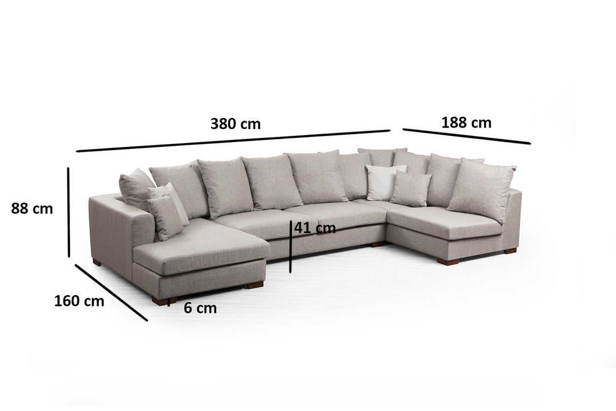 Hoekbank beige U-opstelling - polyester - 380 cm - Colorado