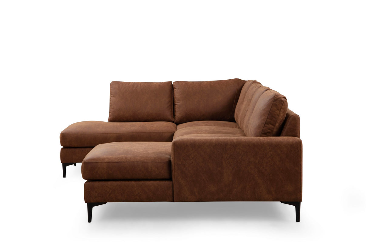 U-bank Hoekbank Cognac Stof 314x200 cm - Links - Porto
