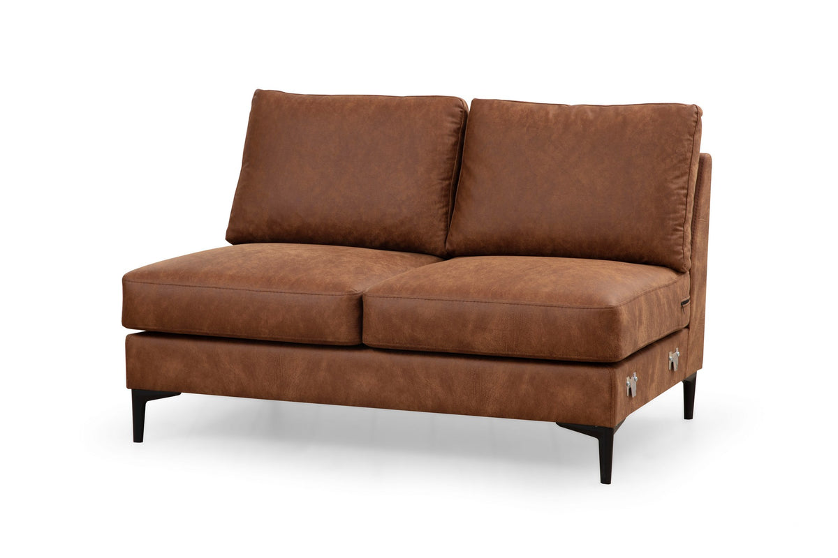 Banken - U - bank Hoekbank Cognac Stof 314x200 cm - Rechts - Porto - Dimehouse