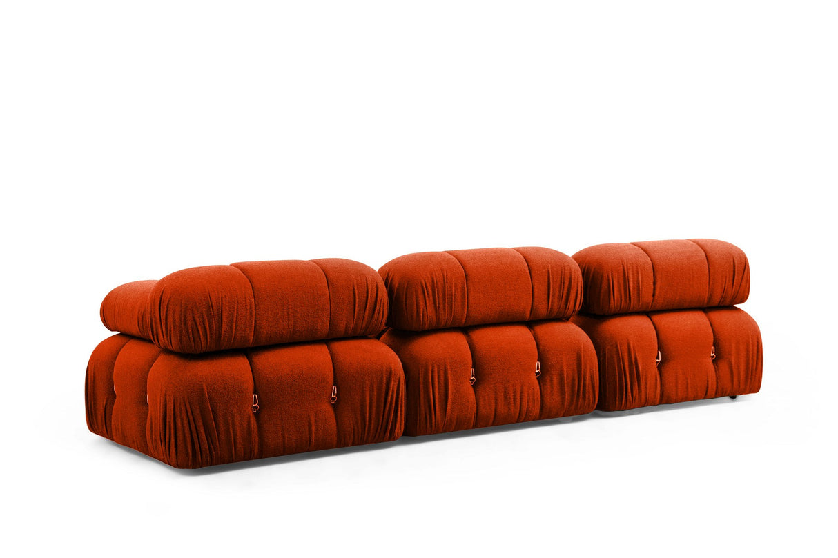 Modulaire XXL hoekbank met hocker Oranje rood Stof Bubble