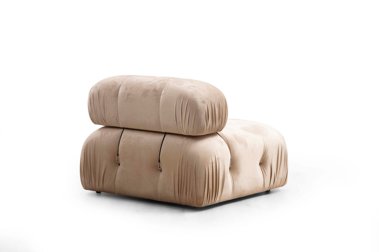 Modulaire XXL hoekbank Bubble met hocker - velvet beige