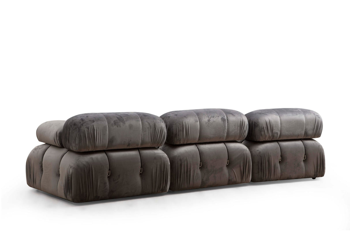 Modulaire XXL hoekbank Bubble met hocker - velvet grijs