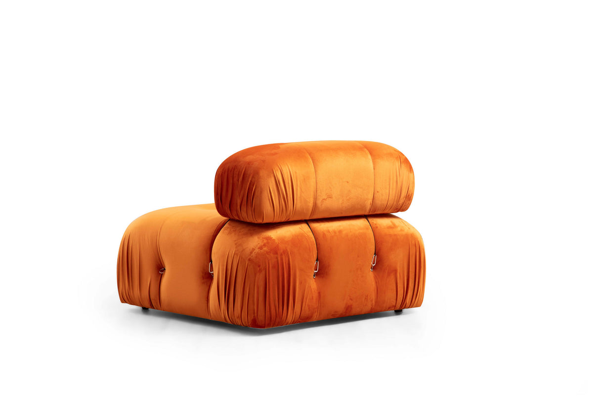 Modulaire XXL hoekbank Bubble met hocker - velvet oranje