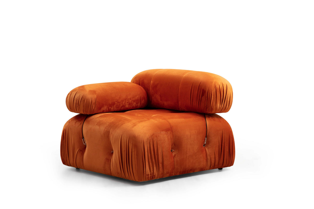 Modulaire XXL hoekbank Bubble met hocker - velvet oranje