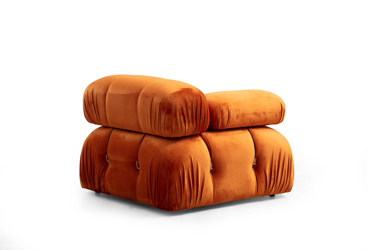 Modulaire XXL hoekbank Bubble met hocker - velvet oranje