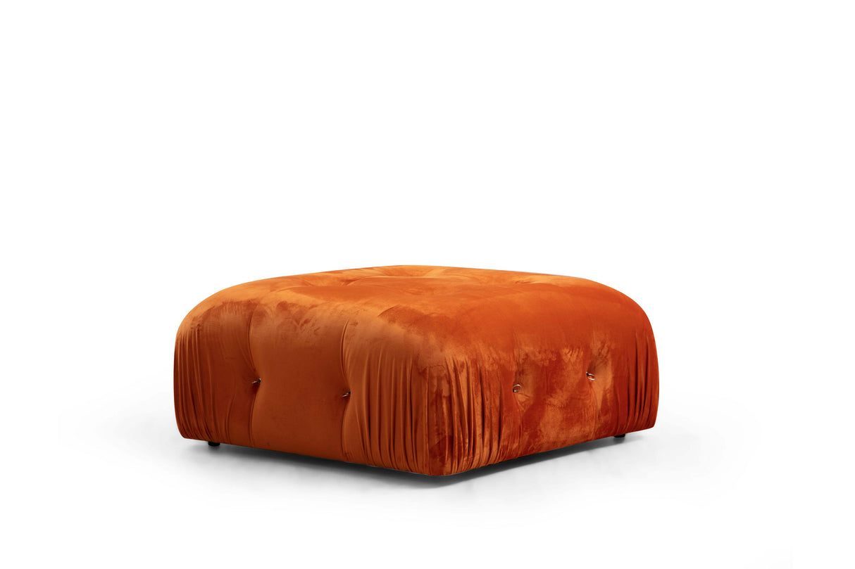 Modulaire XXL hoekbank Bubble met hocker - velvet oranje