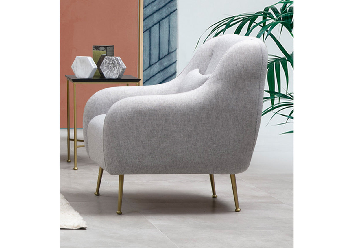 Moderne fauteuil Grijs stof met gouden poten Sevilla