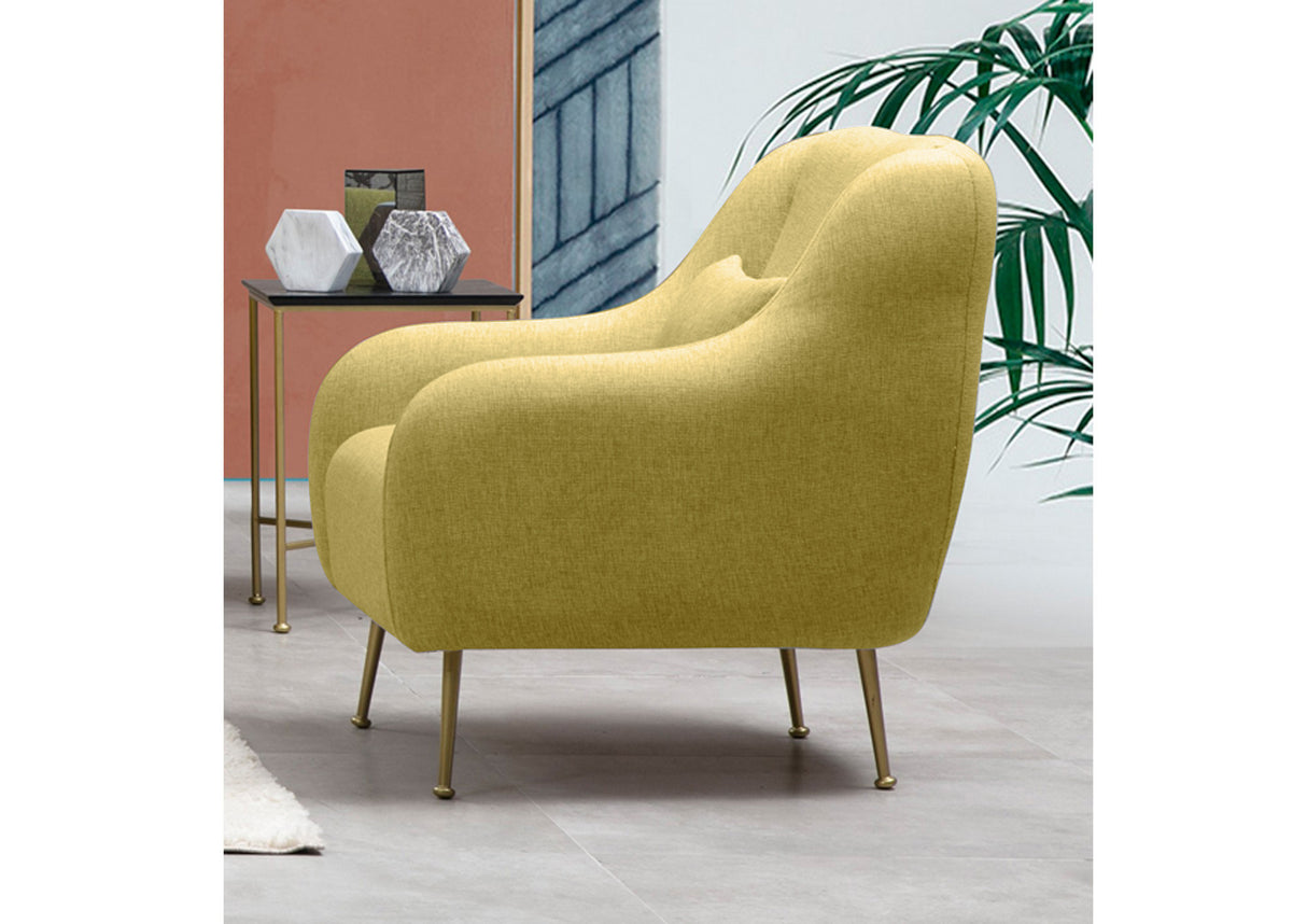 Moderne fauteuil Geel stof met gouden poten Sevilla