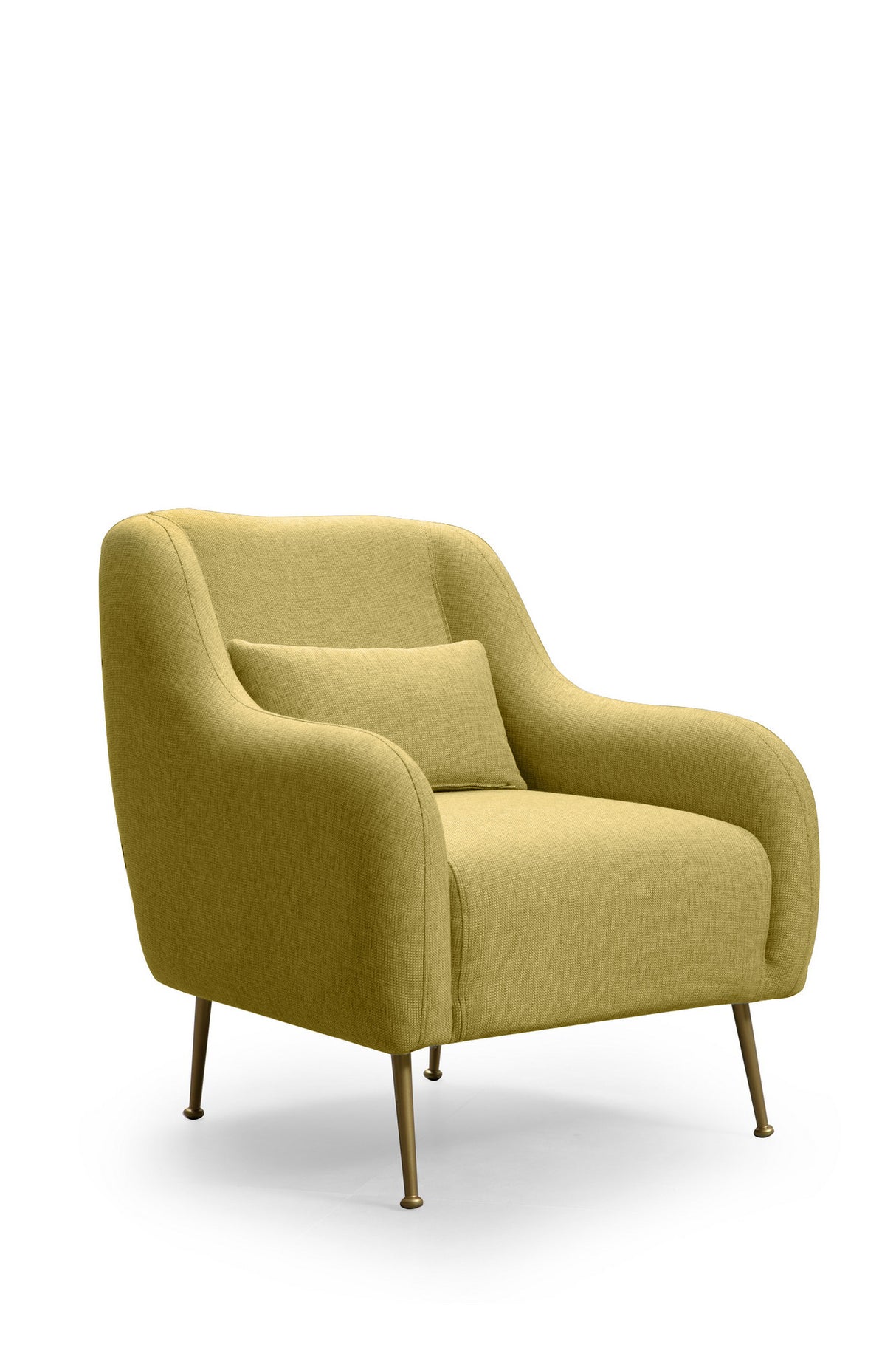 Moderne fauteuil Geel stof met gouden poten Sevilla