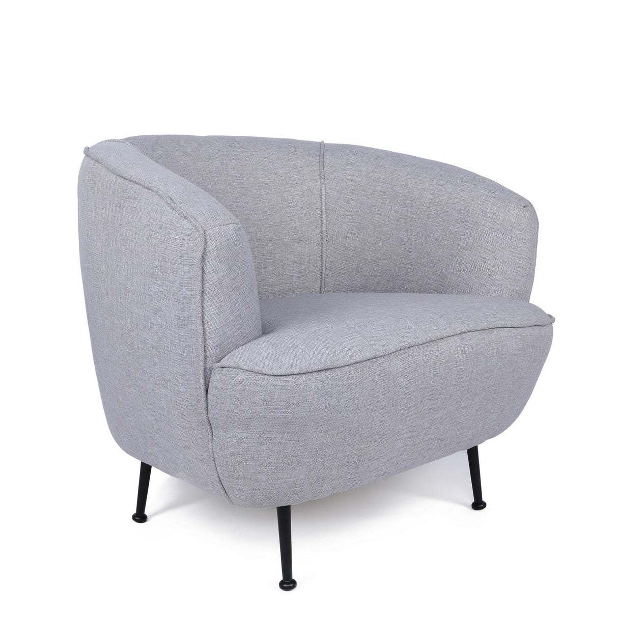 Moderne fauteuil licht grijs linnen stof met hoge poten Piccoli