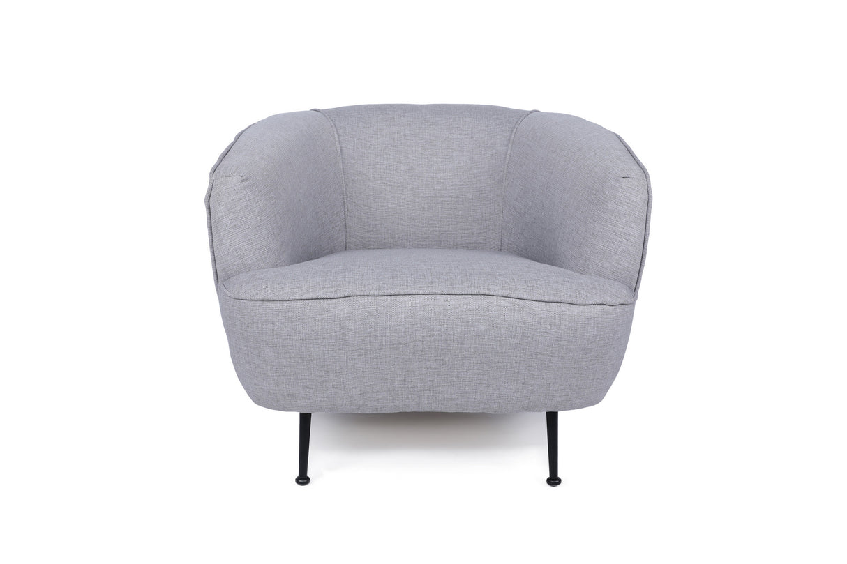 Moderne fauteuil licht grijs linnen stof met hoge poten Piccoli