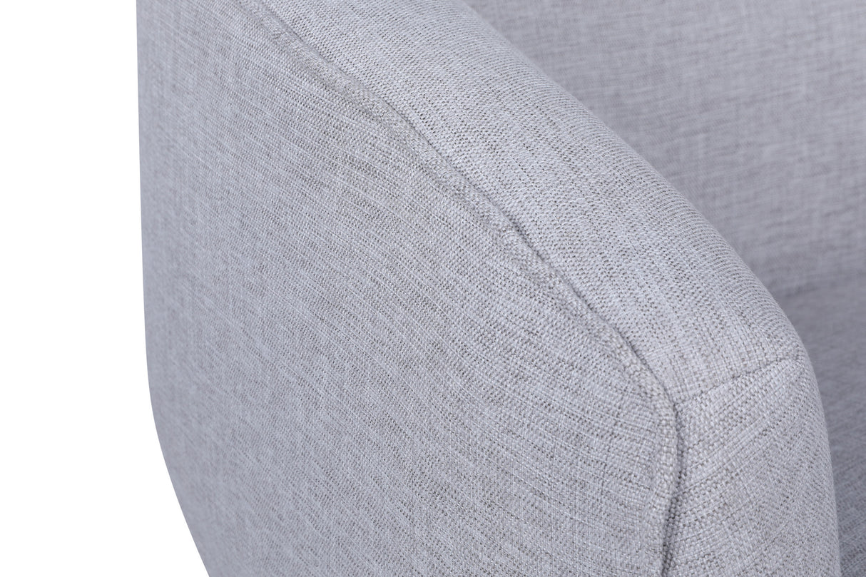 Moderne fauteuil licht grijs linnen stof met hoge poten Piccoli