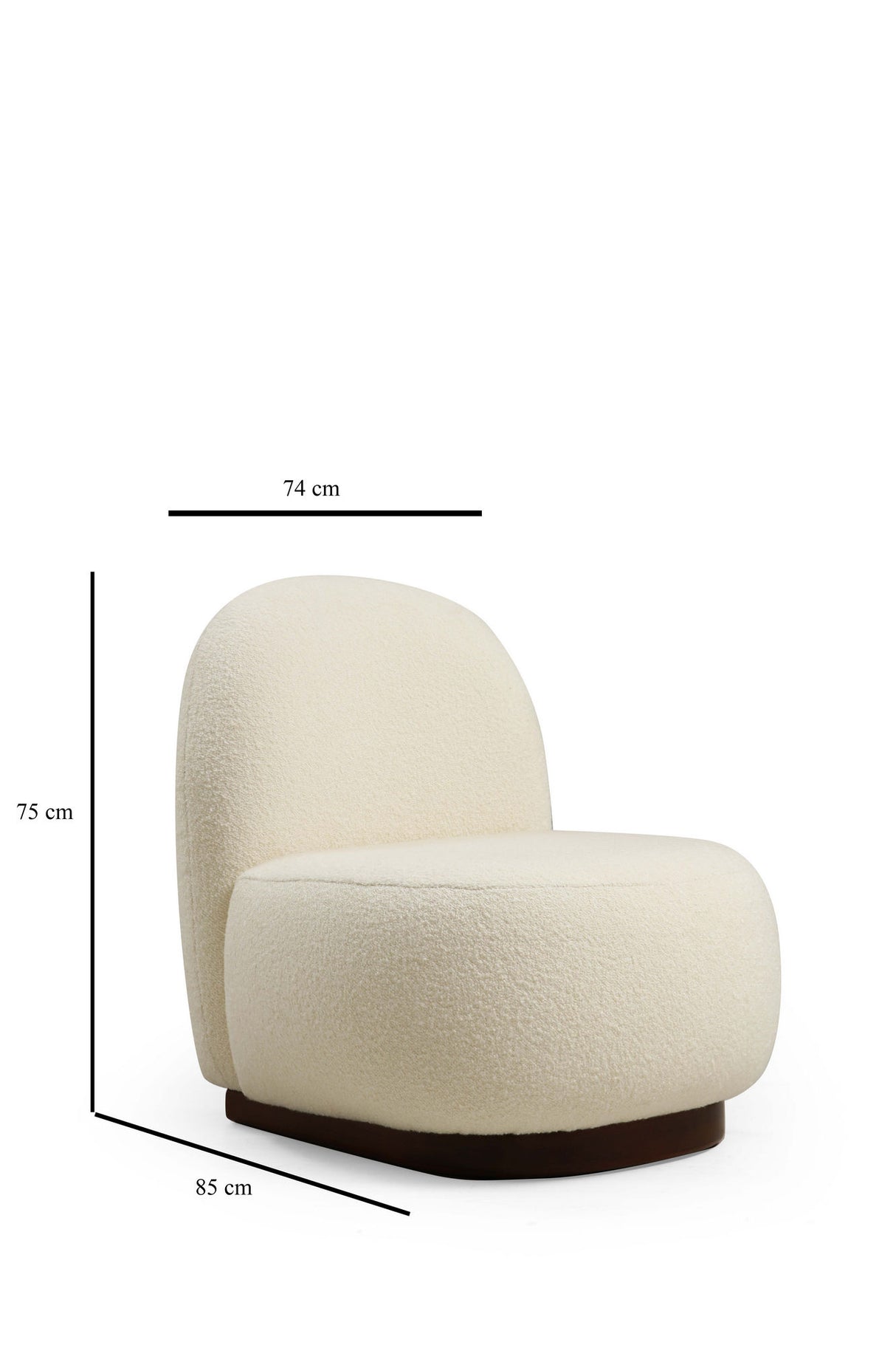 Japandi fauteuil crème bouclé organische vorm Tina