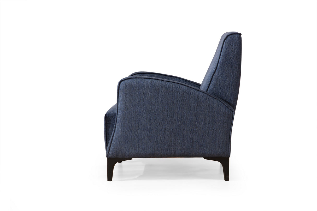 Landelijke fauteuil blauw gemêleerde stof Petra