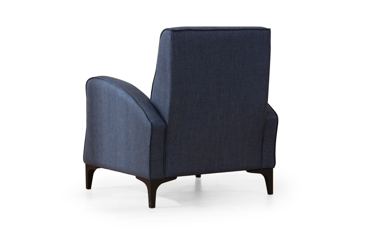 Landelijke fauteuil blauw gemêleerde stof Petra