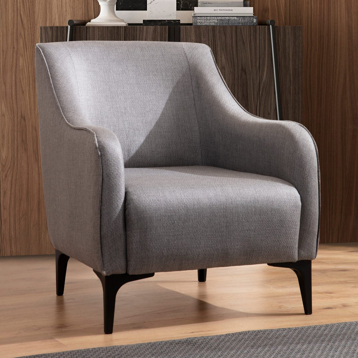 Modern landelijke fauteuil grijs stof Belissimo