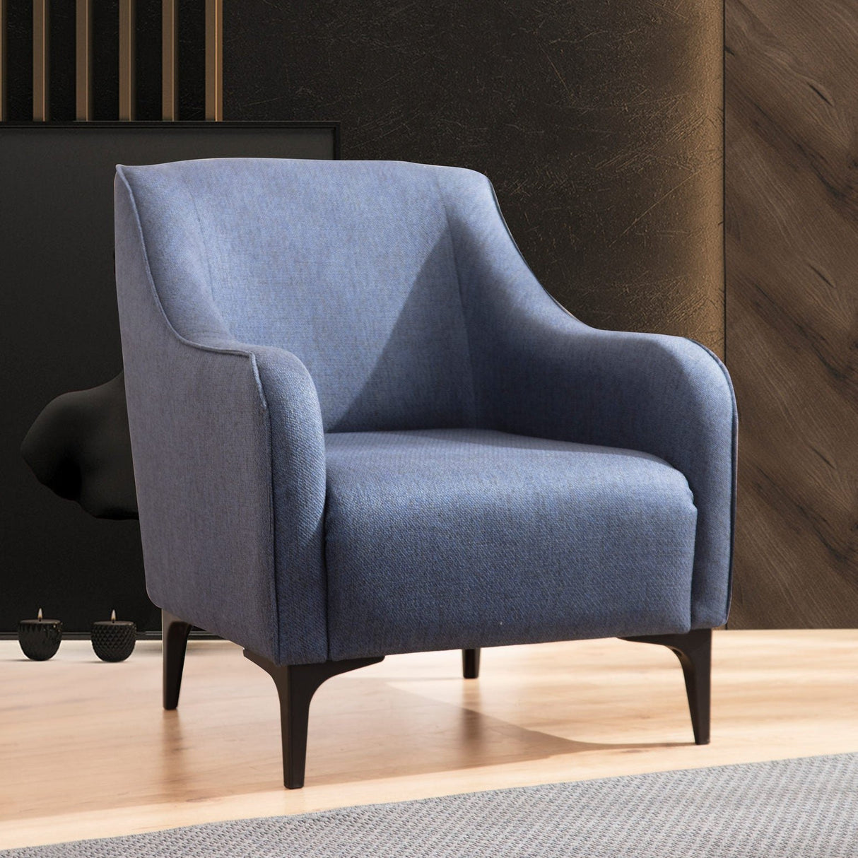 Modern landelijke fauteuil blauw stof Belissimo