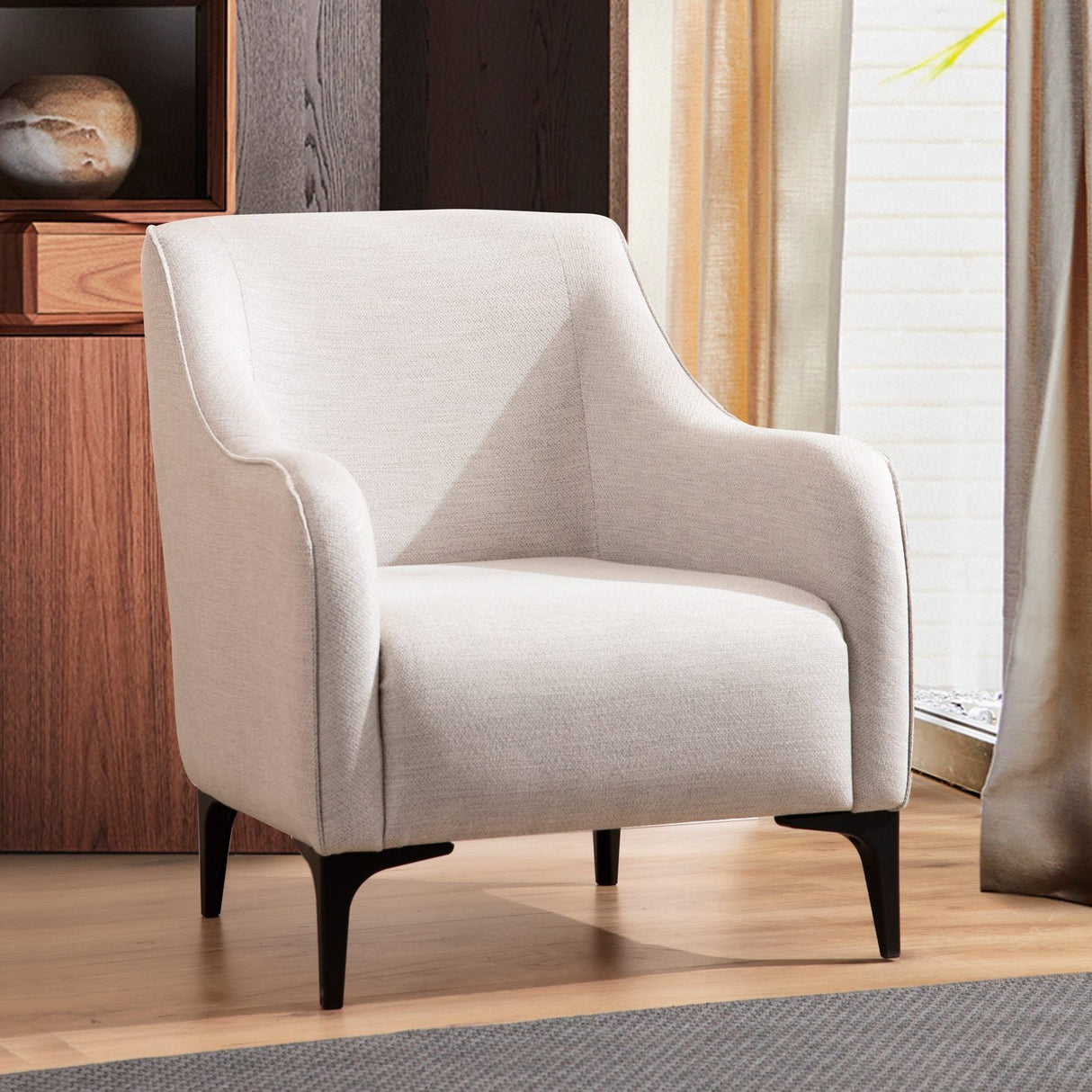 Modern landelijke fauteuil beige stof Belissimo