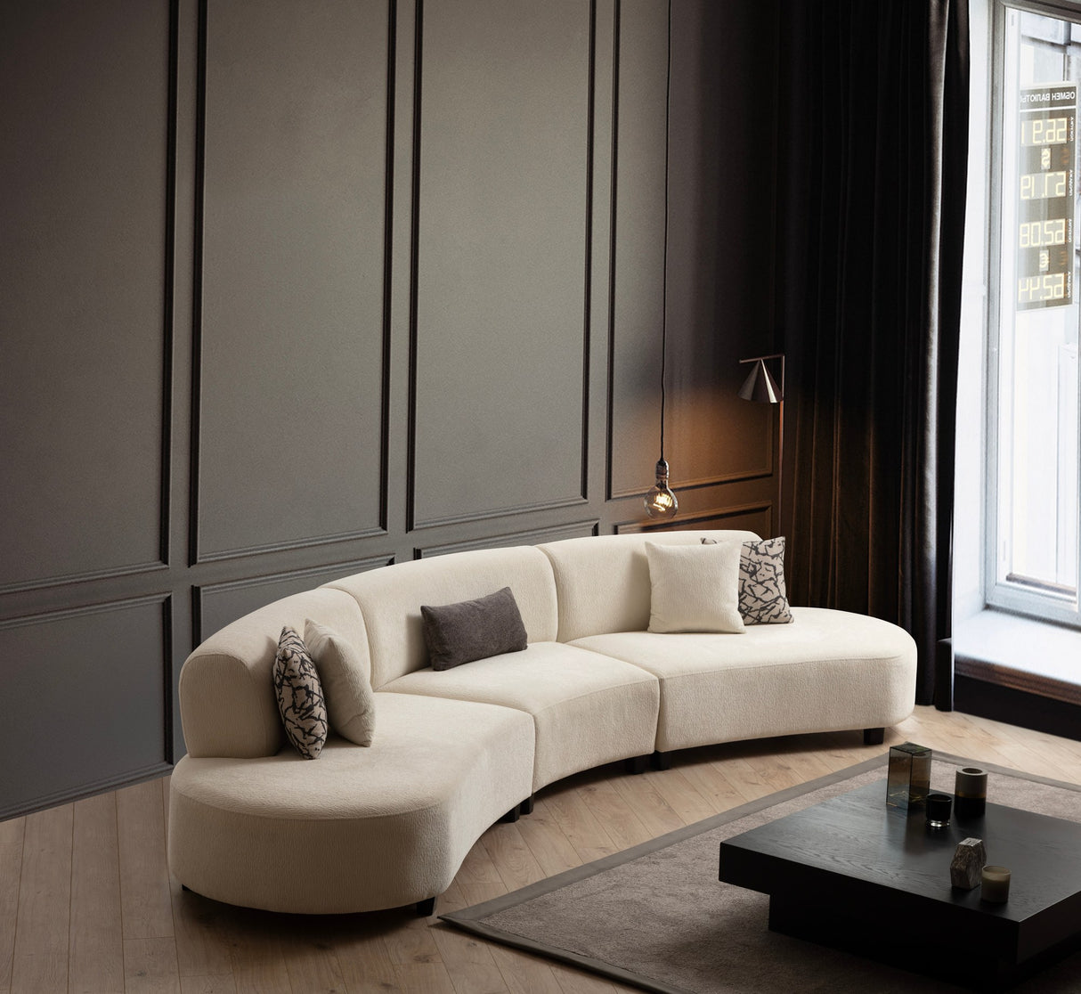 Hoekbank Beige gemêleerde stof organisch Pars - XXXL 390 cm