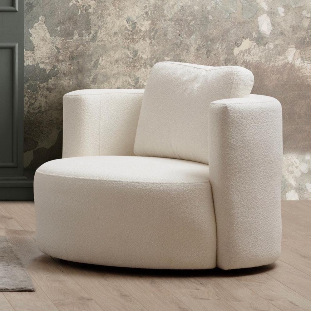 Ronde fauteuil crème bouclé Fern